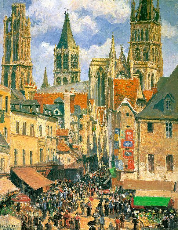 Camille Pissaro The Old Market Town at Rouen oil painting picture